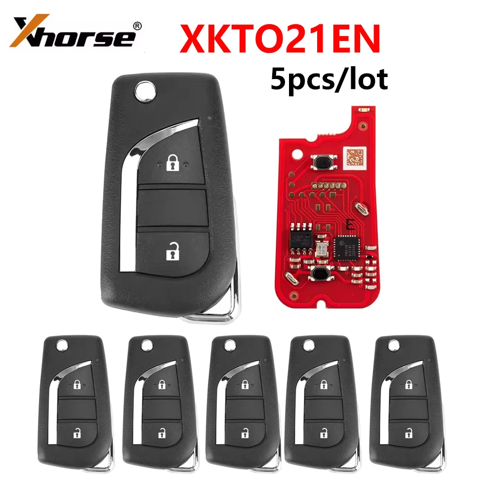 5pcs XKTO21EN XHORSE XKTO21EN 2nd Generation for Toyota 2 Buttons Universal Remote Key English Version Replace XKTO01EN Car Keys