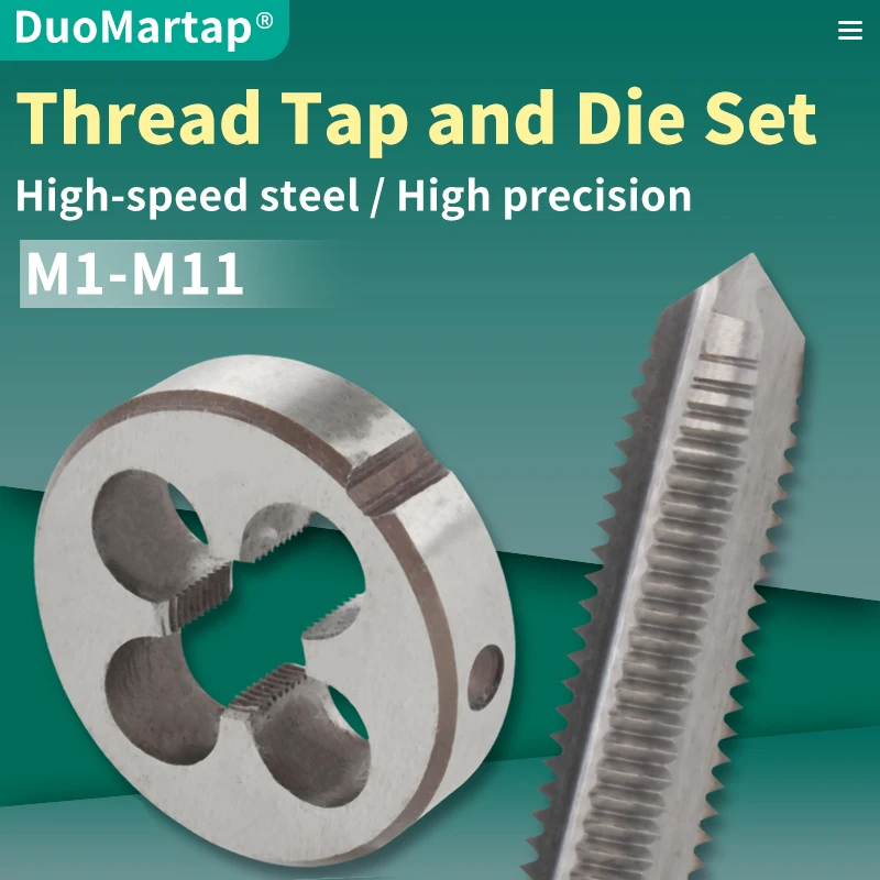 1SET Right Hand Mertic Tap Die Set M1-M11 HSS Used for machine tool internal and external thread tapping and repair tools