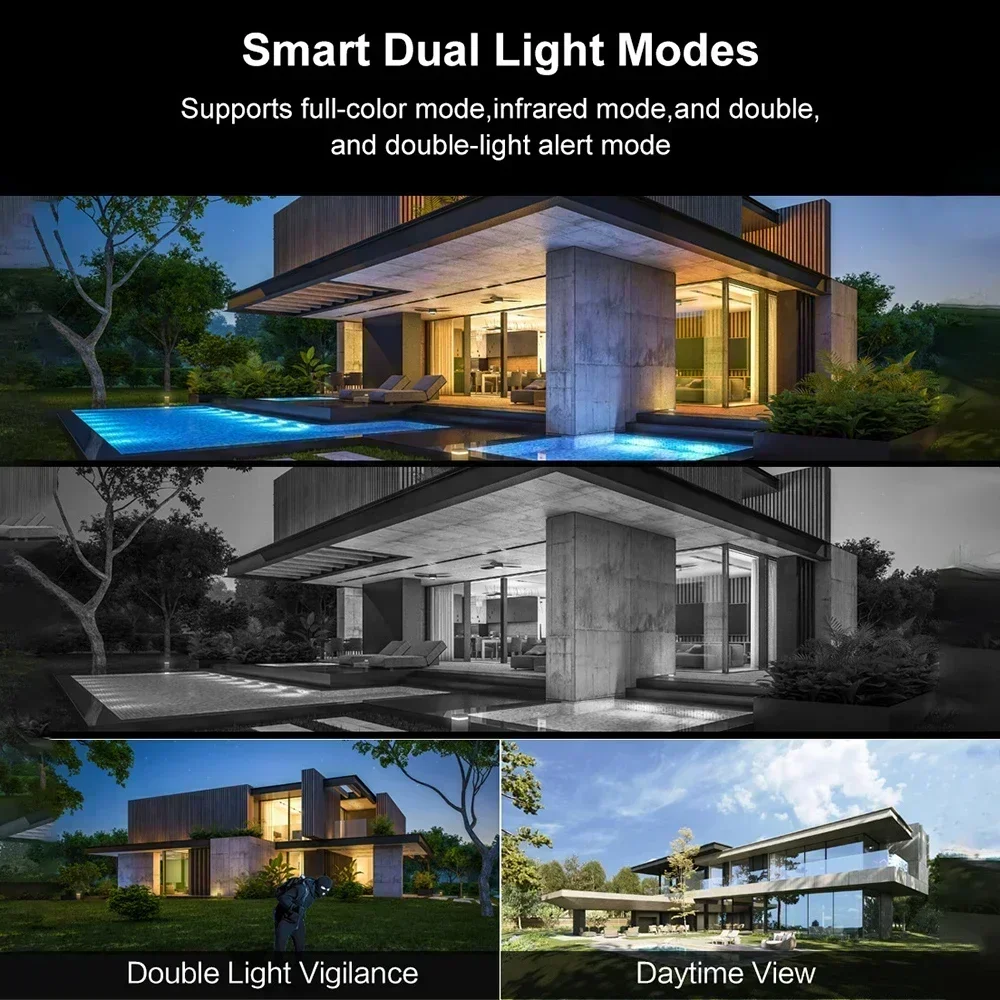 كاميرا IP 4MP 4K عدسة مزدوجة 8X تكبير هجين في الهواء الطلق AI كشف الإنسان 2-Way الصوت CCTV مراقبة الفيديو كاميرات واي فاي PTZ #5