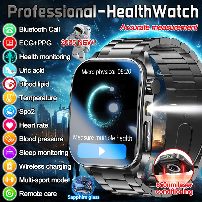 

Новинка 2023 года, физический экзамен Mcro, лазерная терапия, ЭКГ, урчи, кислота, кровяное жир, умные часы для мужчин, браслет для измерения артериального давления и сердечного ритма для женщин