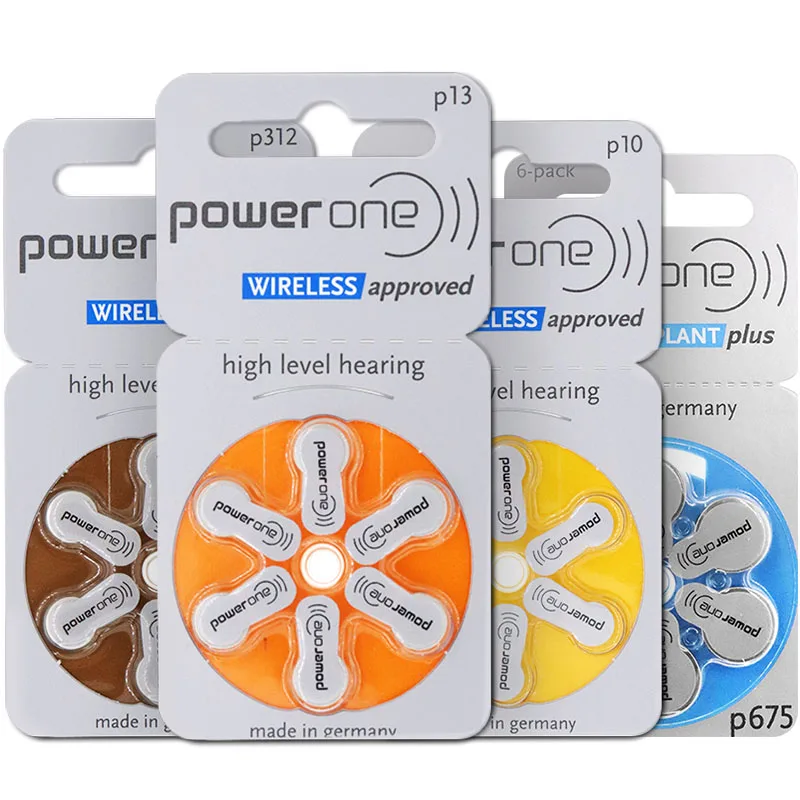 60 PCS NEW Zinc Air 1.45V powerone P675 Zinc Air Hearing Aid Batteries 675A A675 675 PR44 Hearing Aid Battery for BTE CIC RIC OE