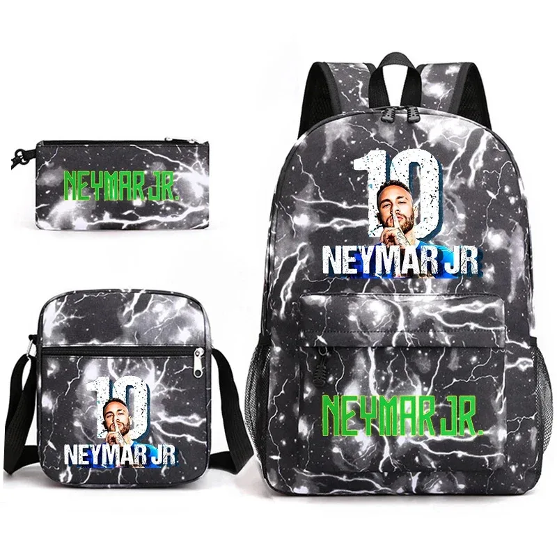 neymar avatar print student backpack set children's school bag pencil case shoulder bag 3-piece set