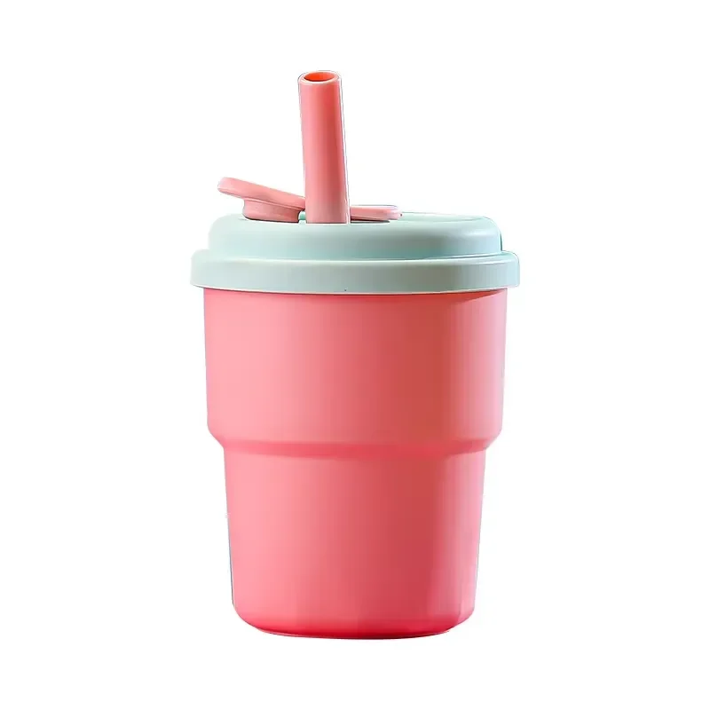 New All Plastic Direct Drinking Cup Portable Sealed Creative Fashion Cartoon Design Water Cup ins Fashion Gift Logo Student