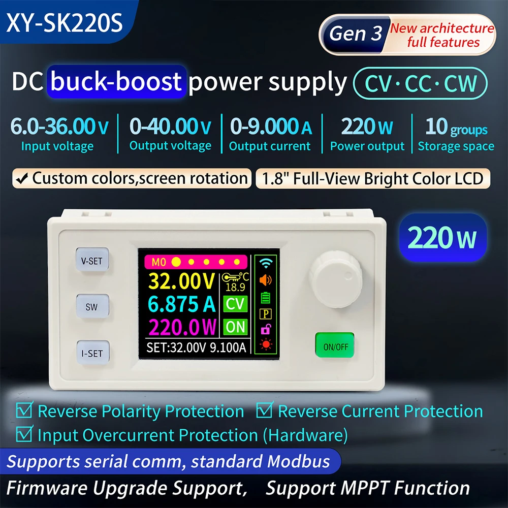 180W 220W DC Buck Converter Adjustable Regulated Laboratory Power Supply Constant Voltage Current 9A MPPT Charge Module SK180S