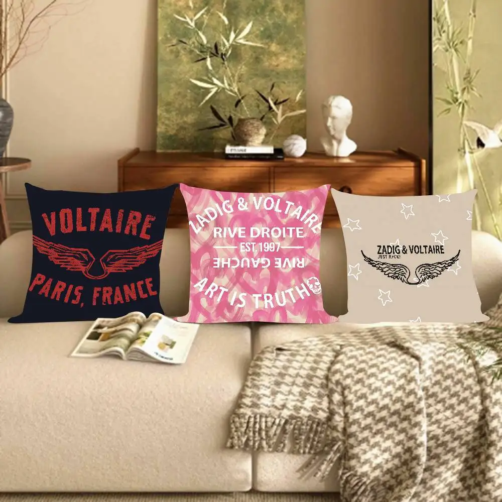 Pillow Covers Cartoon Sofa Decorative Home Double-sided Printing Short Plush Cute Cushion Cover Zadig LOGO V-Voltaire