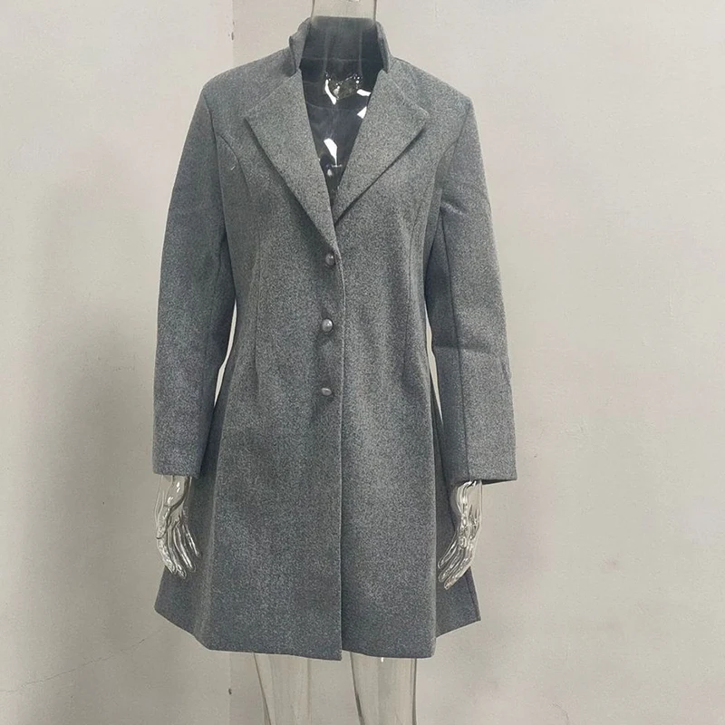 Autumn Winter Women\'s Korean Fashion Elegant Wool Blended Coat Lady Temperament All-match Cardigan Top Female Slim Long Outwear