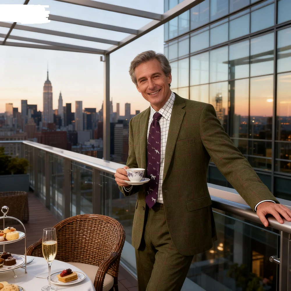 

Men's Plaid Green Woolen Coat High Quality Autumn Winter Casual Thickened Button-Up Jacket Outerwear Blouson Style