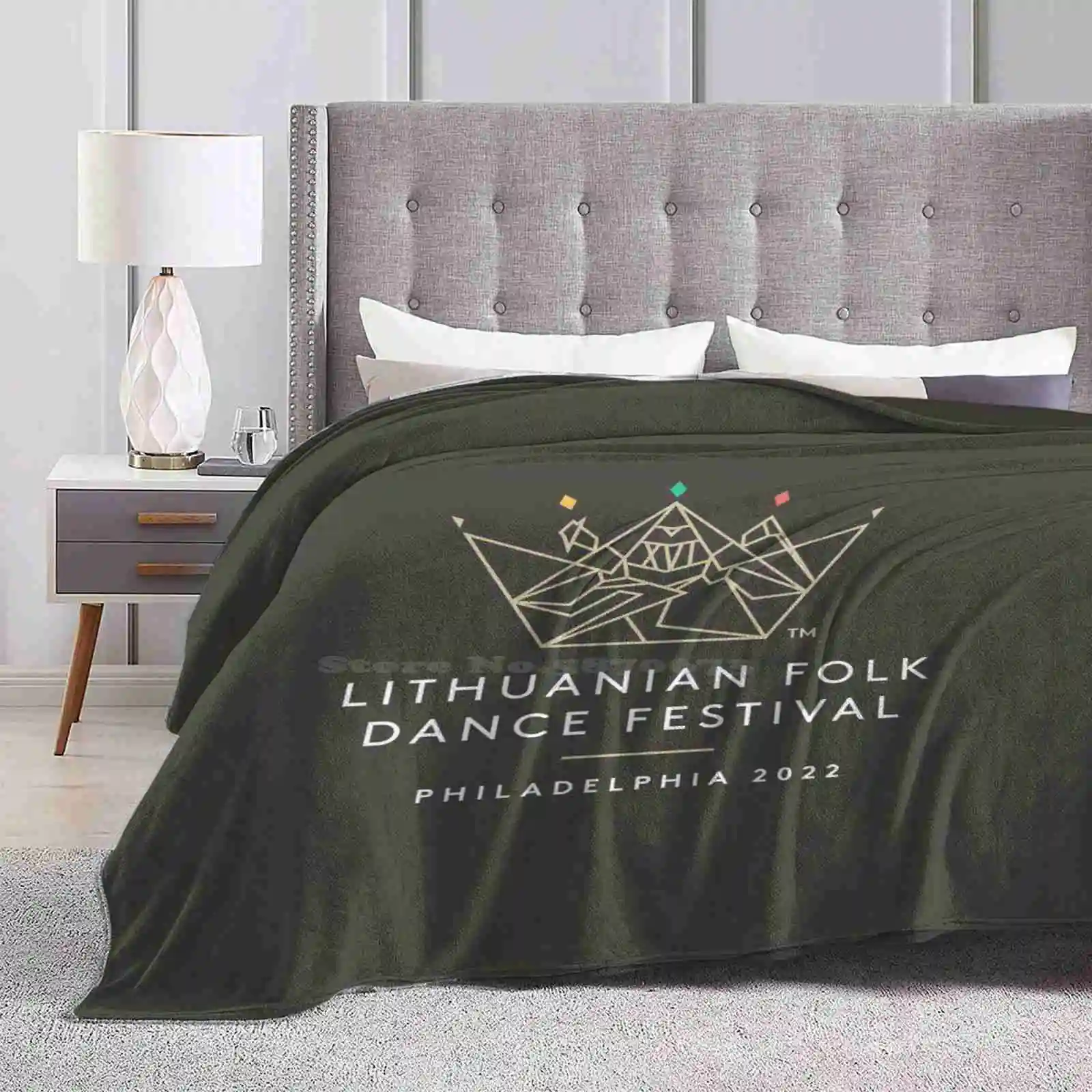 Lithuanian Folk Dance Festival-Main Light Logo Soft Warm Light Thin Blanket Xvi Lithuanian Folk Dance Festival Lt Lietuviu