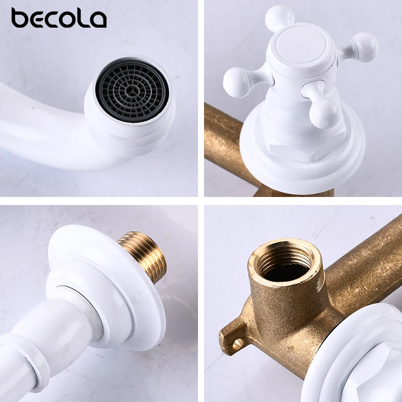 BECOLA Double Handle Three Holes  Bathroom Faucet Antique Bronze Home Improvement Accessories Brass Bathroom Faucet 360 Rotation