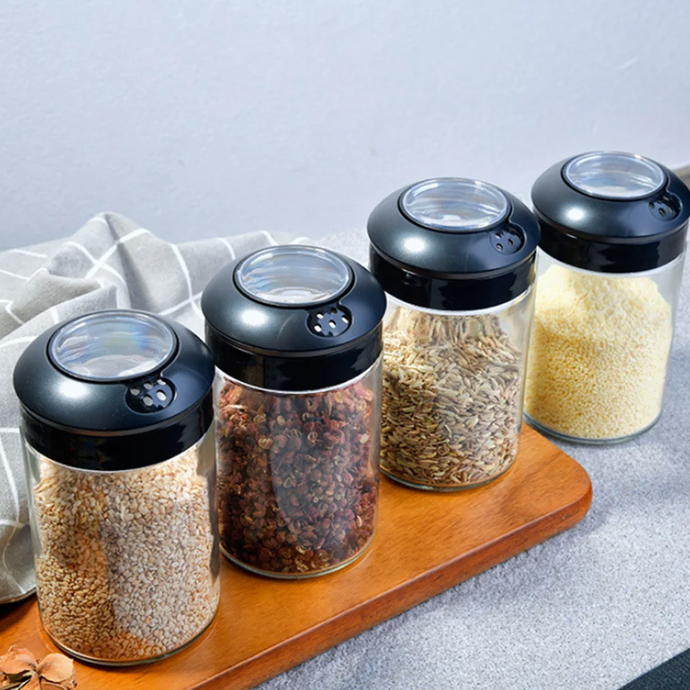 

2Pcs Stainless Steel Seasoning Pots Premium Transparent Spice Storage Bottles Kitchen Condiment Holders Multifunctional Jars