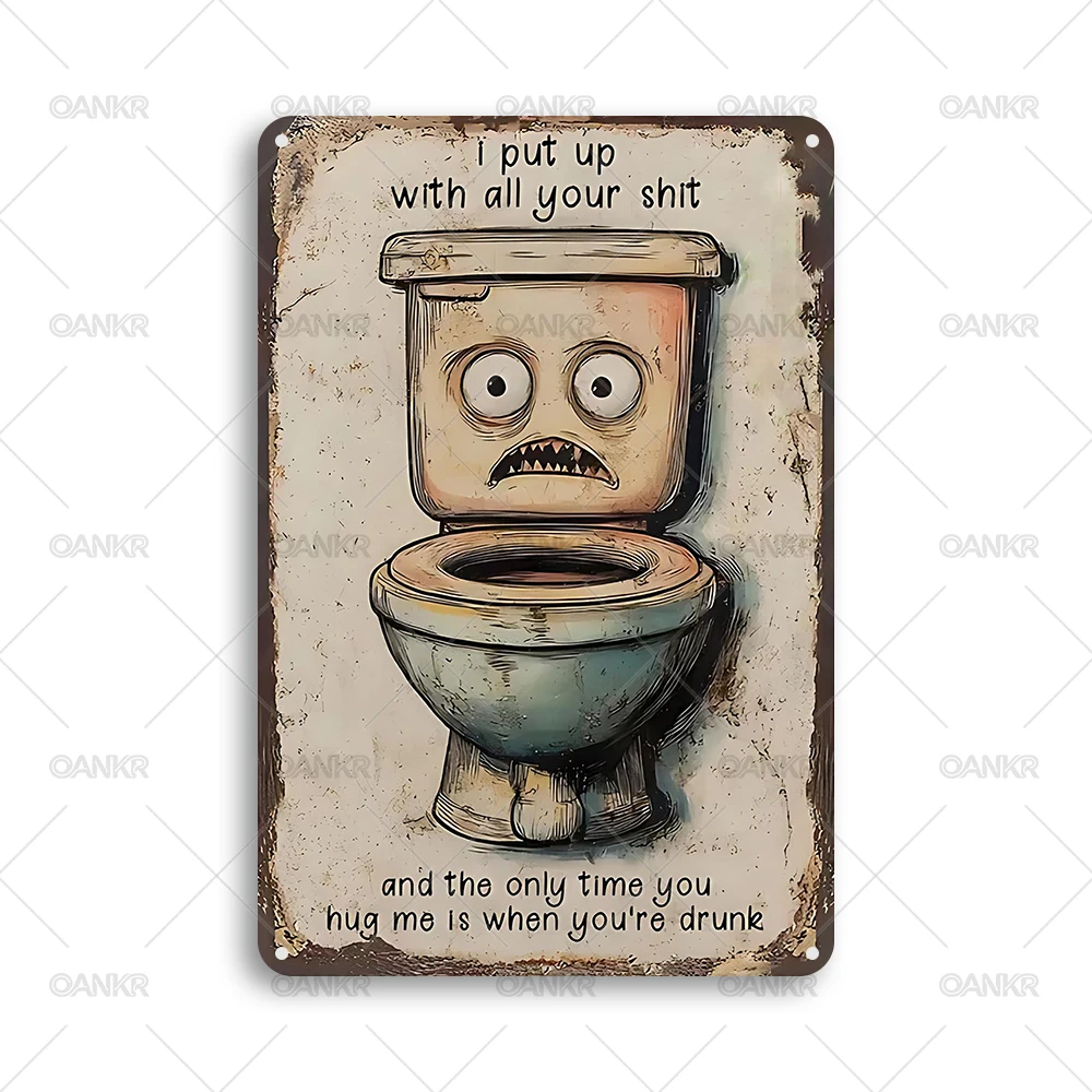 Funny Bathroom Rules Poster Metal Tin Sign Put The Seat Back Flush The Loo Wall Art Decor Restroom Humor Plaque Home Accessories