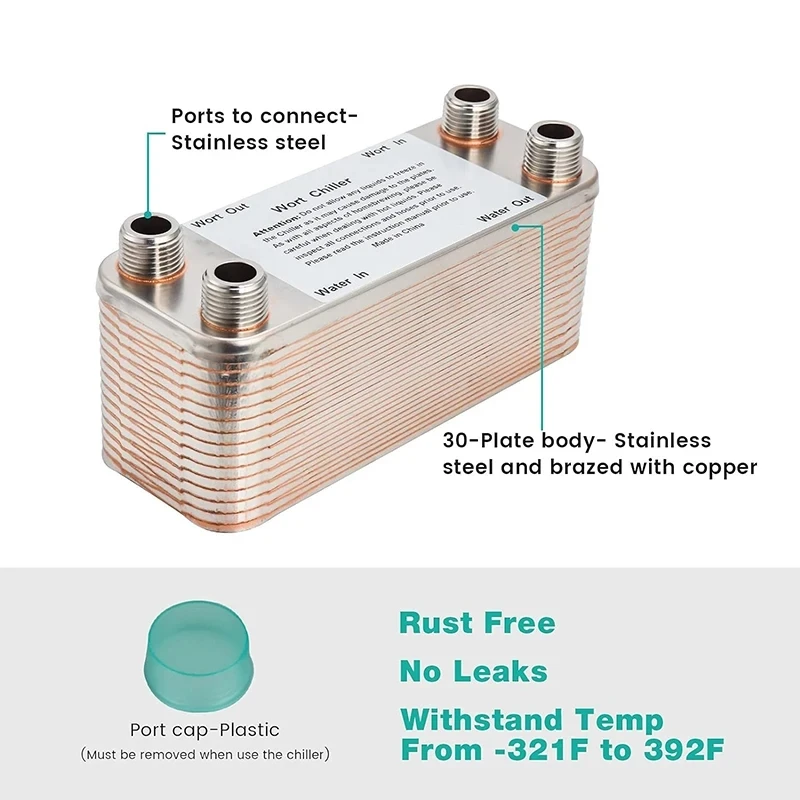 20 30 40 Plates Wort Chiller Heat Exchanger Stainless Steel Homebrew Beer Cooler Counterflow Chiller Brazed Plate Heat Exchanger