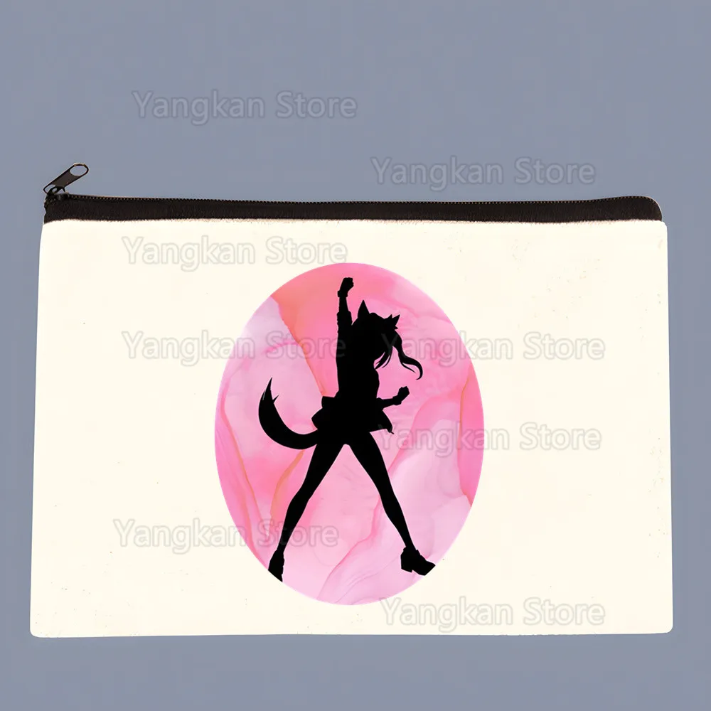 Uma musume ouro navio chibi moda maquiagem saco de armazenamento de viagem lona impressa carta zero carteira, pequeno item armazenamento férias