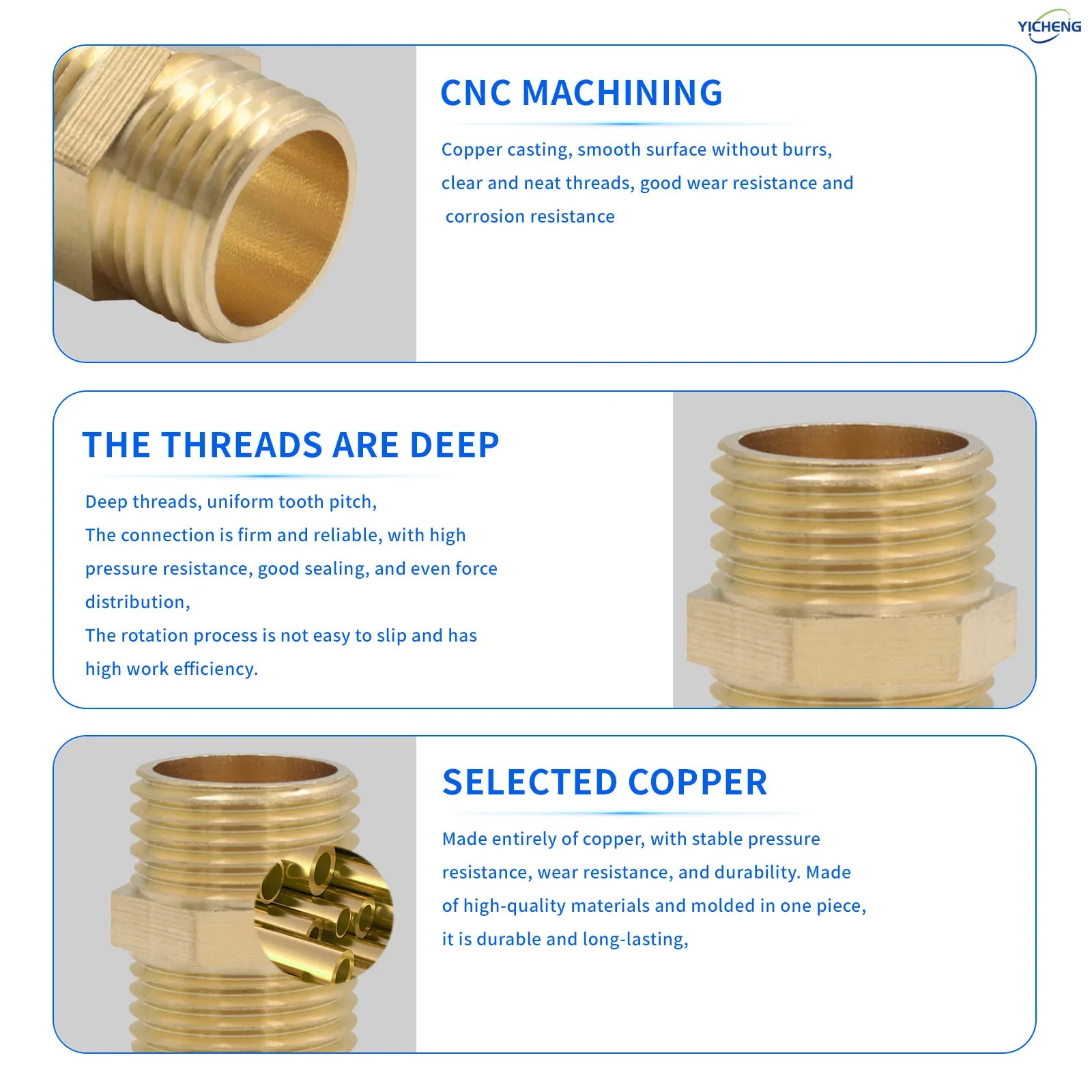 PNEUMATIC1/8 "1/4" 3/8 "1/2" حلمة سداسية للأنابيب الذكور، تركيب الأنابيب النحاسية (5 قطع)