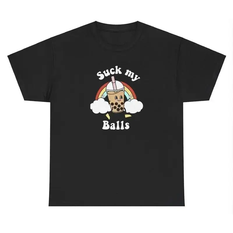 Suck My Balls T Shirt Funny Boba Lover Ball Y2K Cute Joke Silly Gen Z Meme Tee