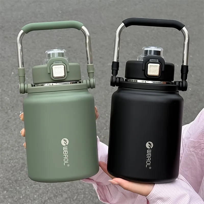 1500ML Handheld Stainless Steel Insulated Bottle, Large Capacity Double Insulated Cup, Portable Sports Water Jug for Outdoor Use