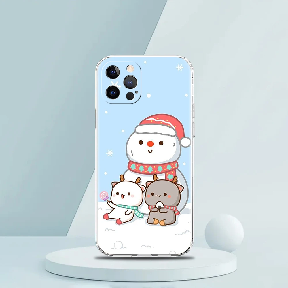 Peach And Goma Cat Phone Case for iPhone 16 15 14 13 12 Pro Max Cover Transparent for iPhone 11 Pro Max 7 8 Plus XS XR Shell Bag