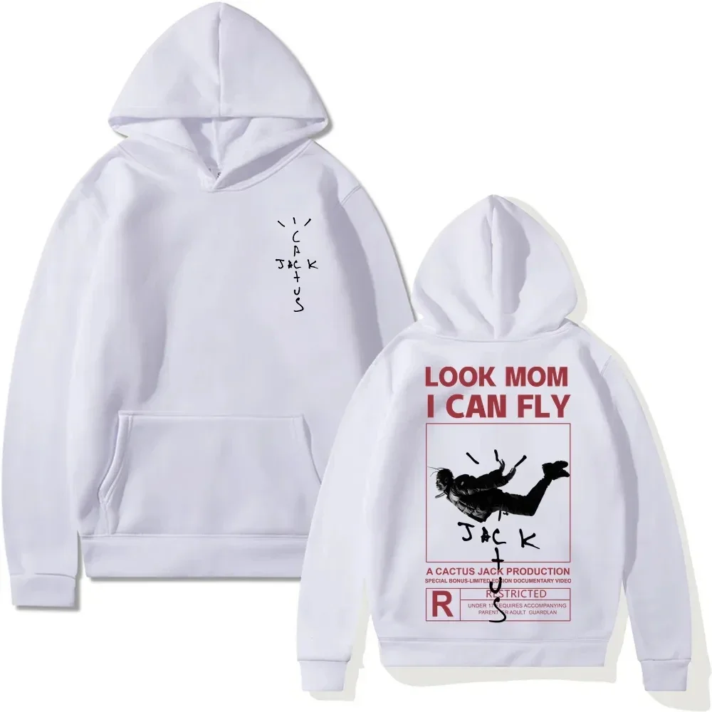 Hoodie unissex com estampa cactus para mulheres, capuz frente e verso, estampa do logotipo, OLHE MOM I CAN FLY Letter Printing, moda casual,