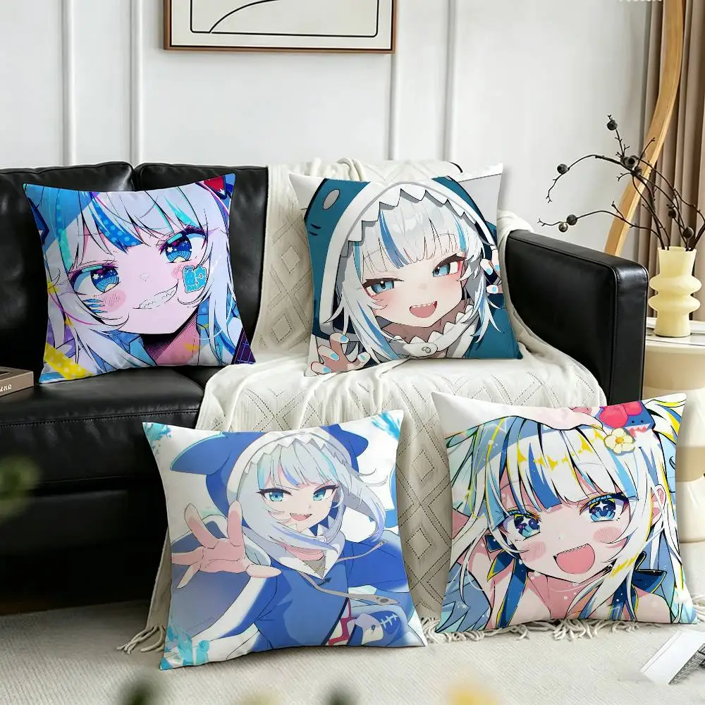

G-Gawr Gura H-hololive Pillow Case Cushion Cover Throw Pillow Case For Car Sofa