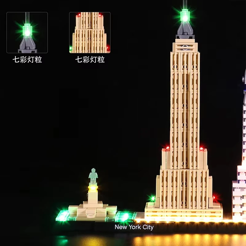 Zestaw oświetlenia LED DIY do LEGO 21028. Architektura Skyline Nowego Jorku (tylko światło LED, bez modelu klocków)