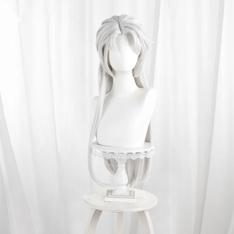 ゲームアイデンティティ V 芸者般若フォームコスプレウィッグシルバーホワイトロングコスプレヘアコミコンパーティー大人女性男性