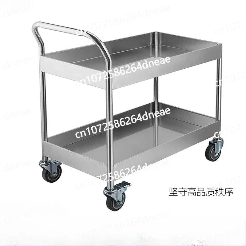 

Food workshop double two-layer trolley fence turnover trolley laboratory silent thickened stainless steel tool cart