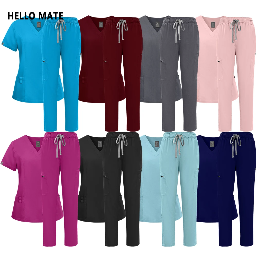 Uniformes clínicos Unisex, conjunto de batas de Hospital, ropa de trabajo de enfermería médica, uniformes de médico y enfermera, ropa de trabajo de laboratorio de farmacia para hombres y mujeres