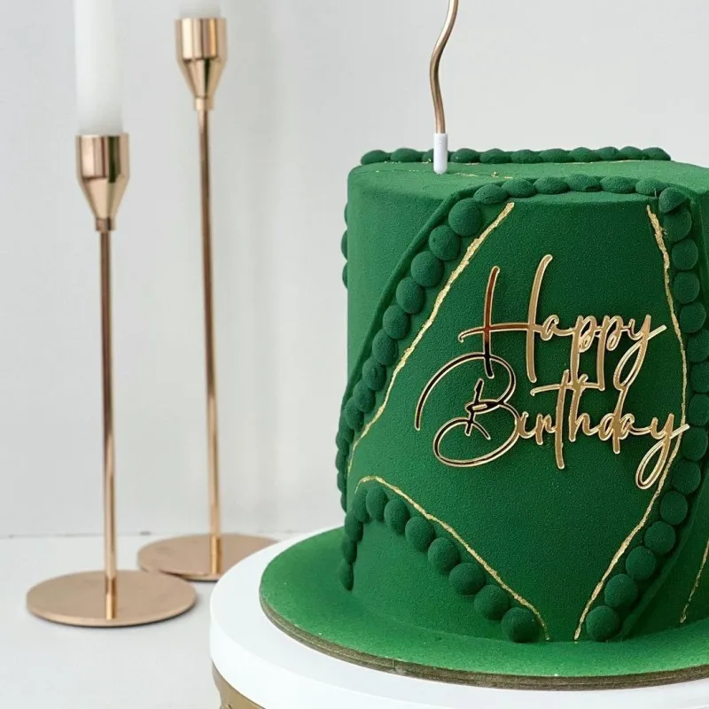 Nieuwe acryl kinderen gelukkige verjaardag taart toppers gouden jongen of meisje verjaardagsfeestje taart topper voor kraamcadeau dessert decoratie