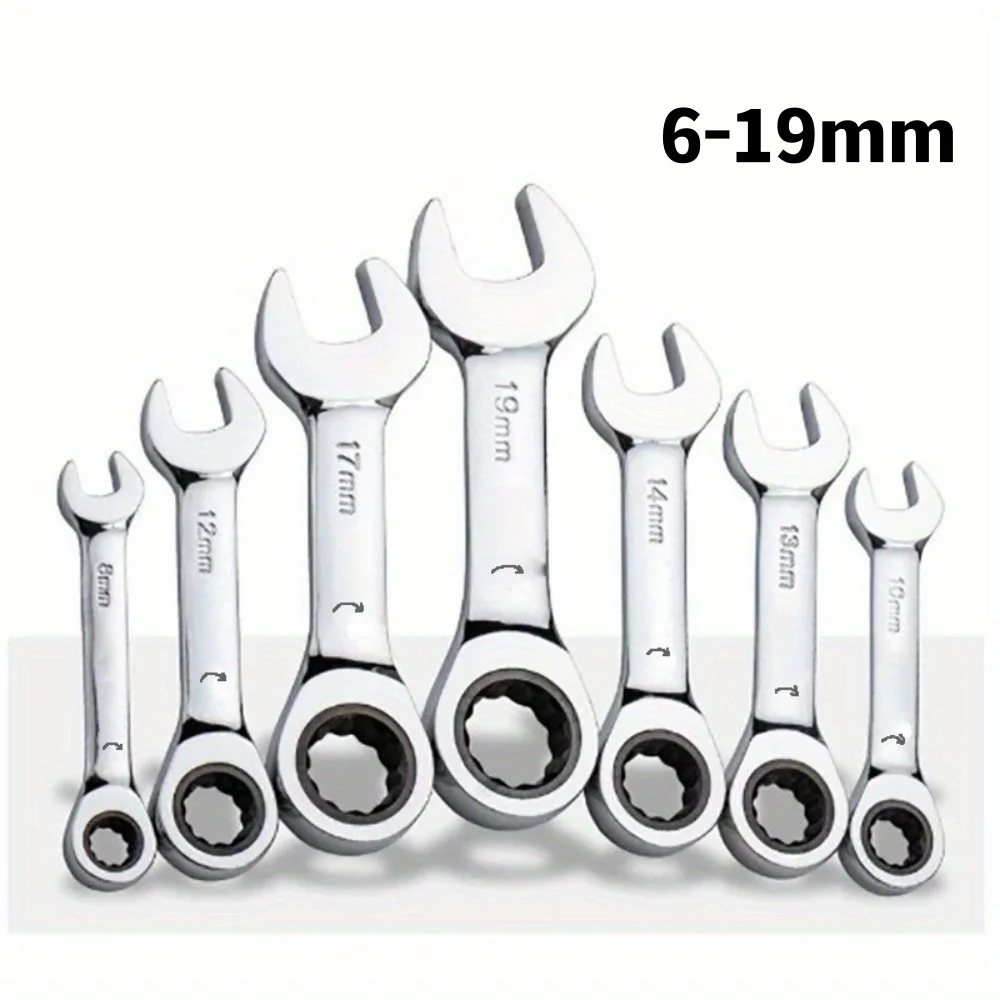 

Universal Short Handle Ratchet Spanner 2 in 1 Socket Ratchet Wrench Mini Double Head Small Wrench Professional Mechanical Tools