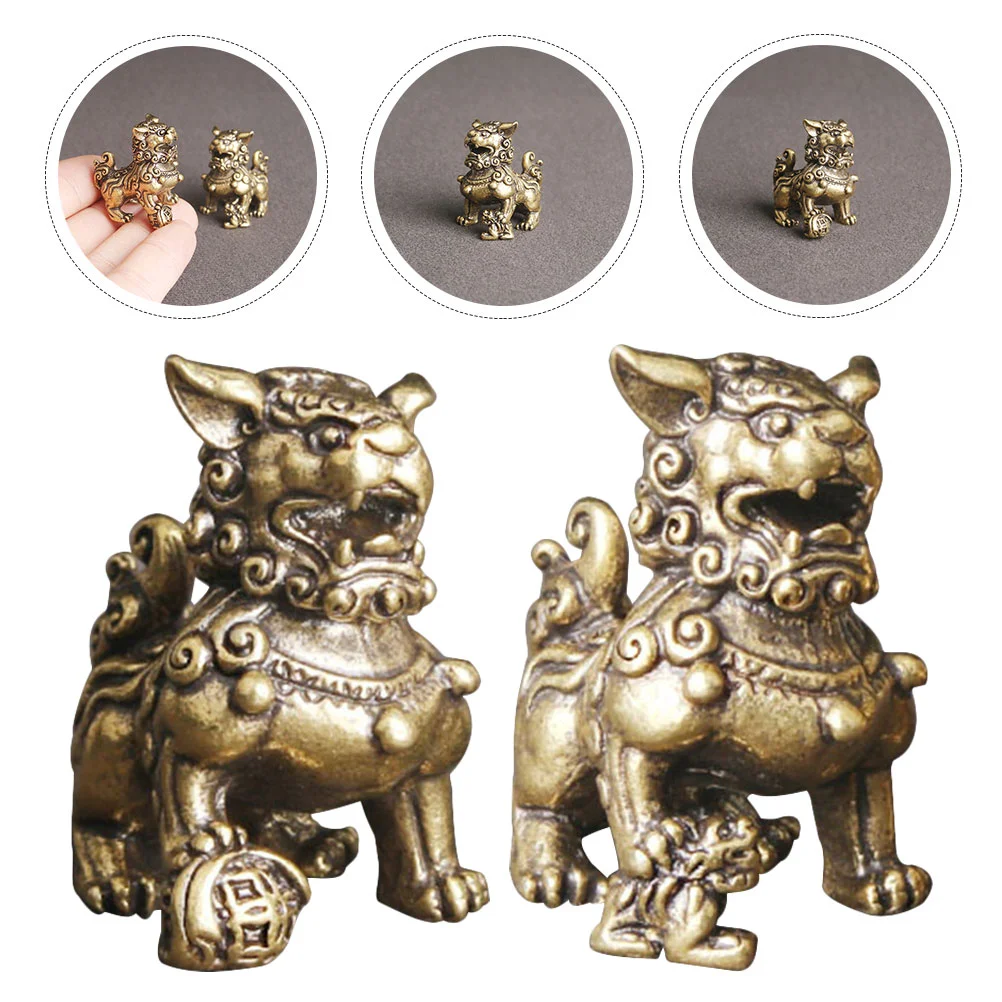 2 Pcs Brass Lion Ornament Gold Sconces Wall Lighting Roman Statue Items Indoor Lions Statues Figurine Animal Decor Interior