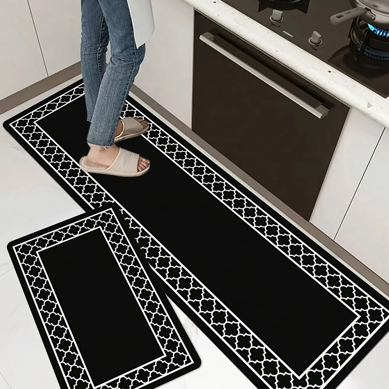 VIKAMA American-Style Rug Set For Kitchen Long Strip Water-Absorbent And Dirt-Resistant Carpet For Entrance Door And Home Decor