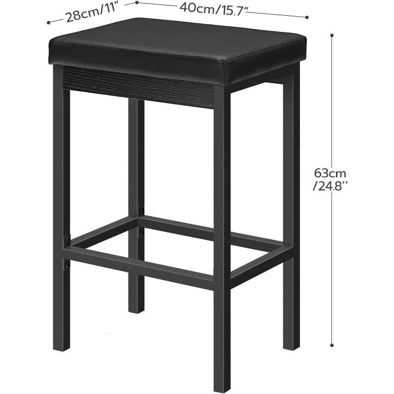 Juego de 2 sillas de bar, taburetes de 24,8 pulgadas de altura, taburetes de bar para desayuno, sillas de bar de cocina, tapizado de 2" de grosor, para cocina