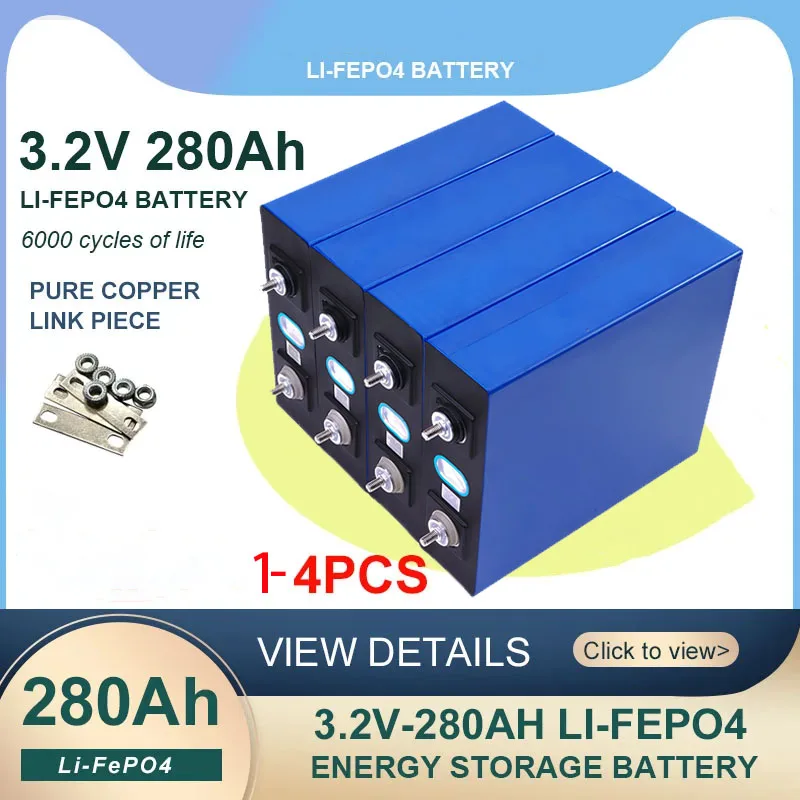 Brand New 3.2V LiFePo4 Battery 280AH DIY 12V 24V 48V RV Camper Lithium Iron Phosphate Golf Cart Rechargeable Battery