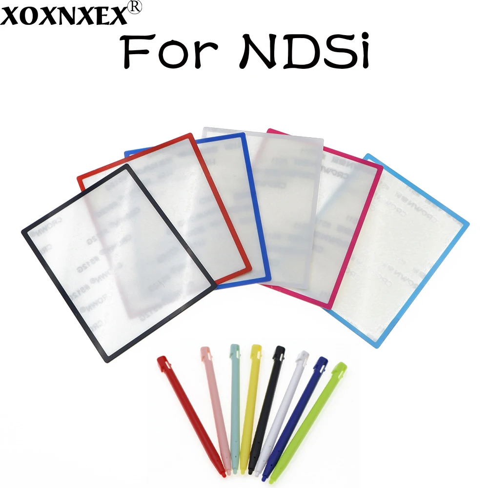 NDSi 상단 스크린 LCD 스크린 렌즈 커버 1세트, 닌텐도 NDSi 게임 콘솔 플라스틱 스타일러스 펜 상단 보호 패널 키트