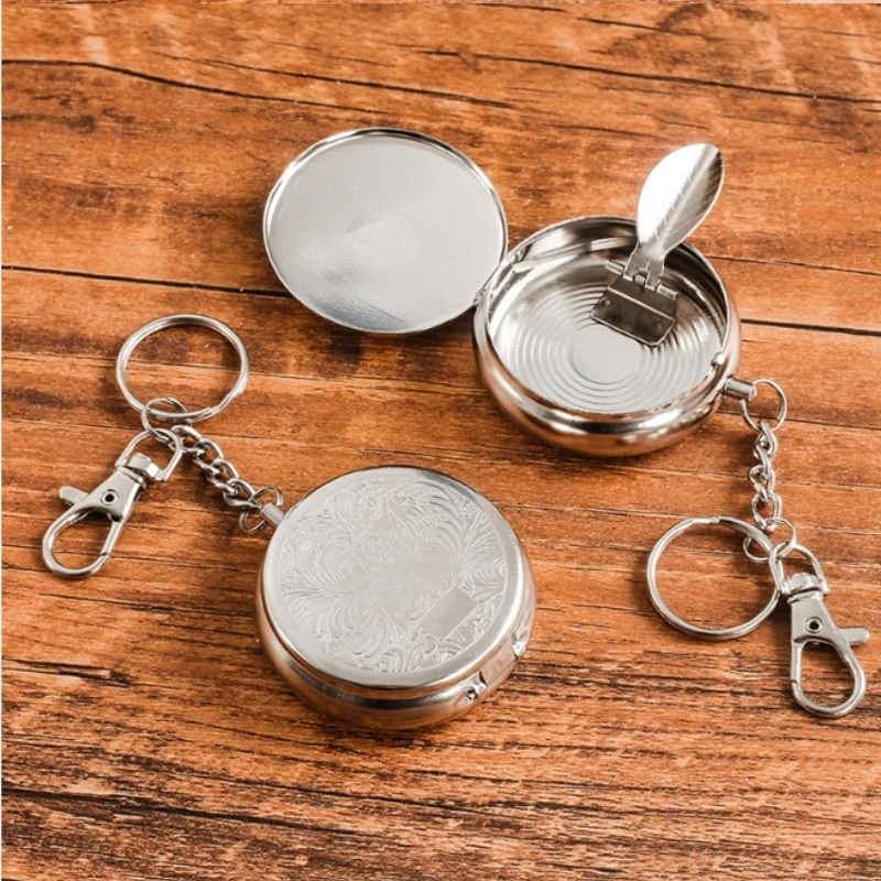 Leave No Trace 304 Stainless Steel Mini Lid Ashtray Keychain Compact Ash Vault for Camping Hiking Male Travelers Ethical Gear