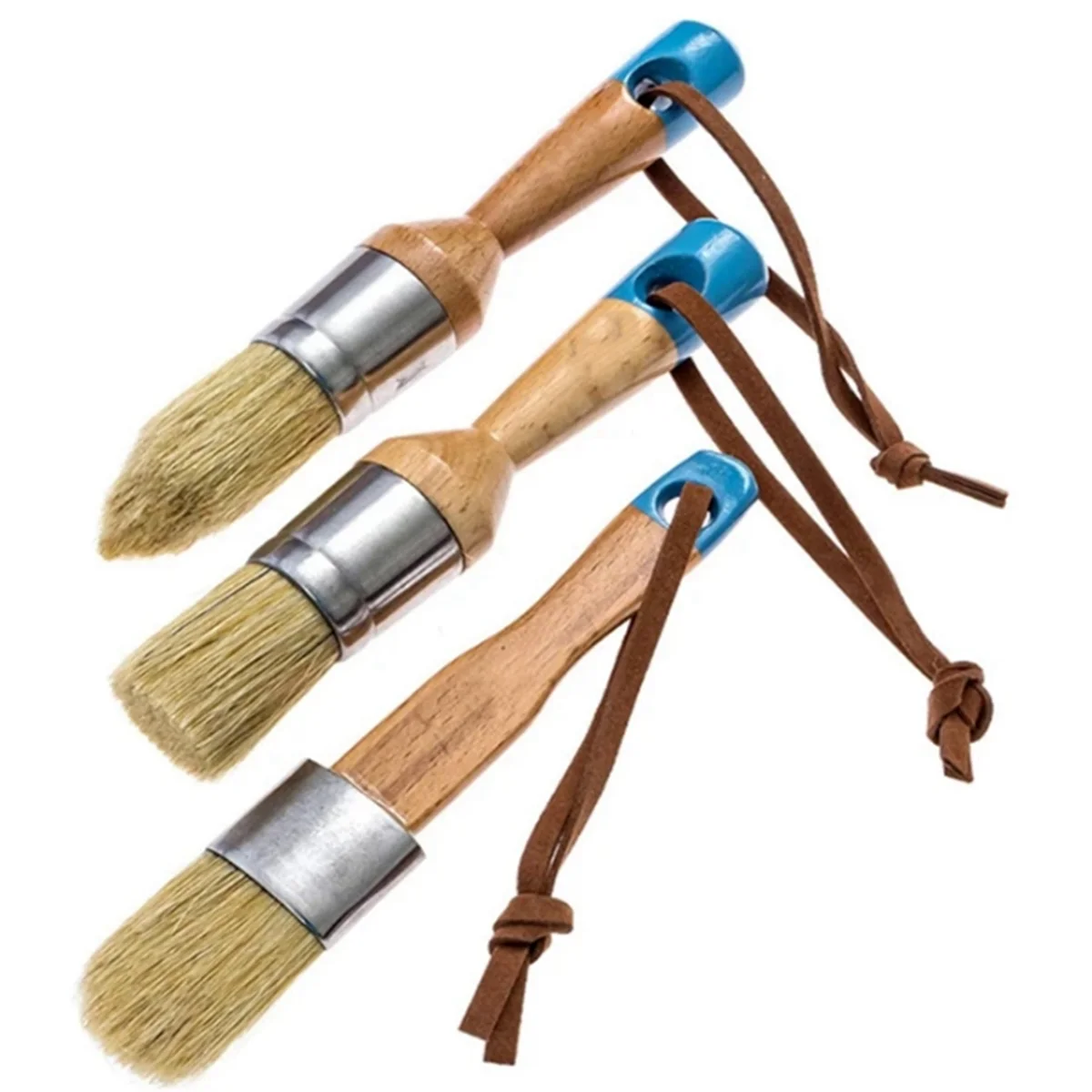 Gfc-3Pcs Bristle Brush Wooden Handle Template Brush Paint Brush is Suitable for Home Decoration, DIY Wood Products, Etc.