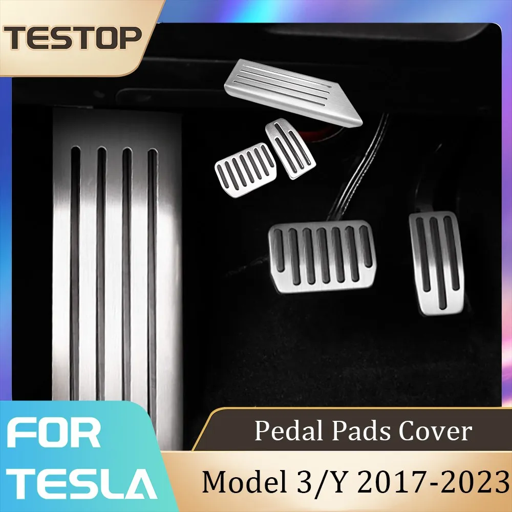 

Накладки на педали Tesla Model 3 Model Y 2021 2022 2023, чехлы из алюминиевого сплава для упора тормоза акселератора, аксессуары для интерьера автомобиля