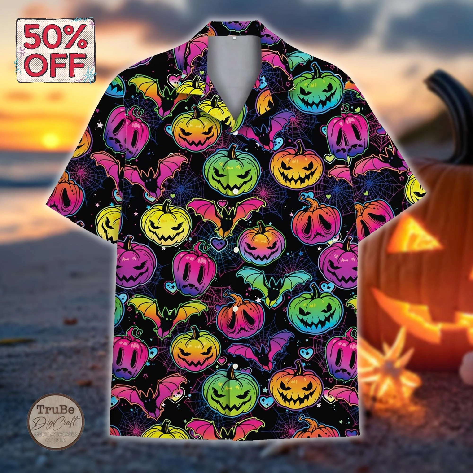 

Halloween Candy Pumpkin Shirt For Men Clothes Spooky Skulls Hawaiian Shirts Funny Trick Or Treat Button Up Blouses Unisex Tops