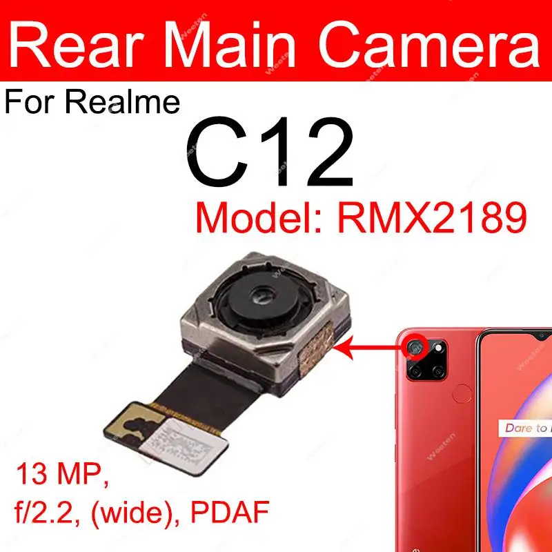 For Realme C11 C12 C17 C11 2021 Front Selfie Primary Back Camera Module Flex Cable Big Small Replacement Parts