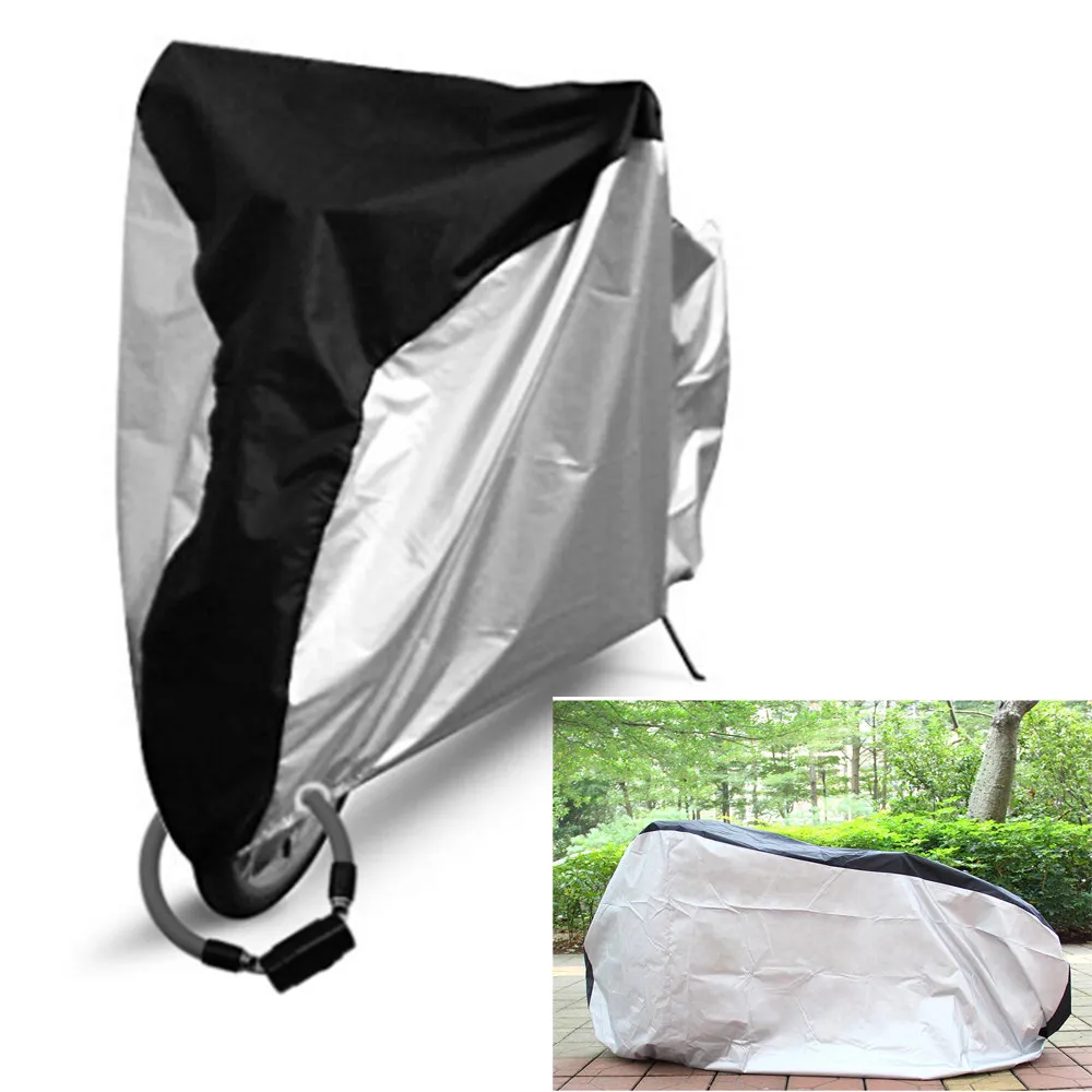 

Waterproof Bike Cover Xl Black Silver Outdoor Dustproof Protector Lockhole Bottom Buckle Windproof Drying Buckle Secure