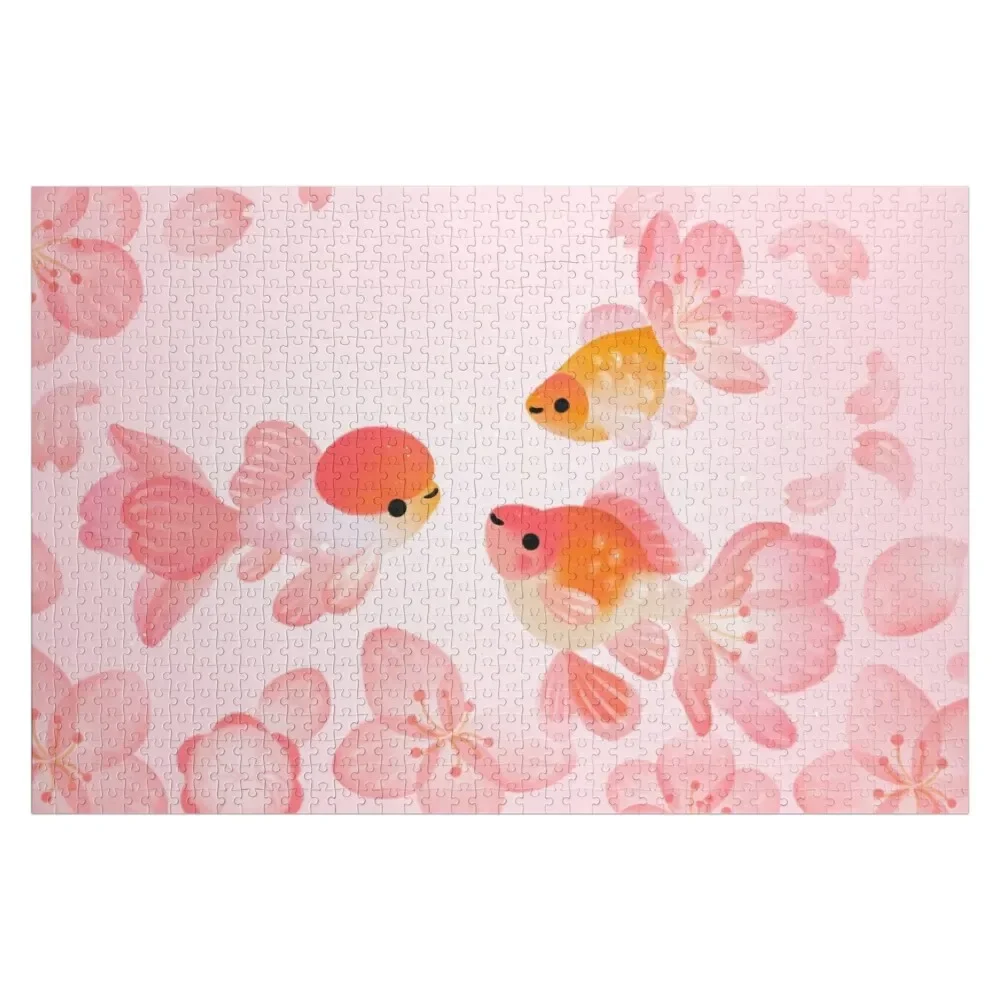 Cherry blossom goldfish 1 Jigsaw Puzzle Personalized Baby Toy Customizeds For Kids Personalized Child Gift Baby Wooden Puzzle