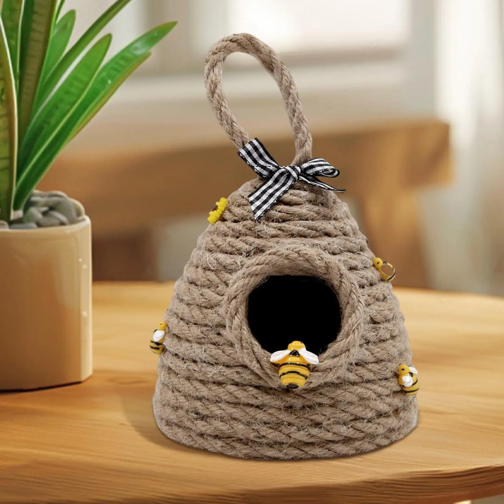 Beehive Decor Jute Hanging Bee Tiered Tray Decor Cute Handmade Honeycomb Decoration Bee Themed Party Ornament for Farmhouse