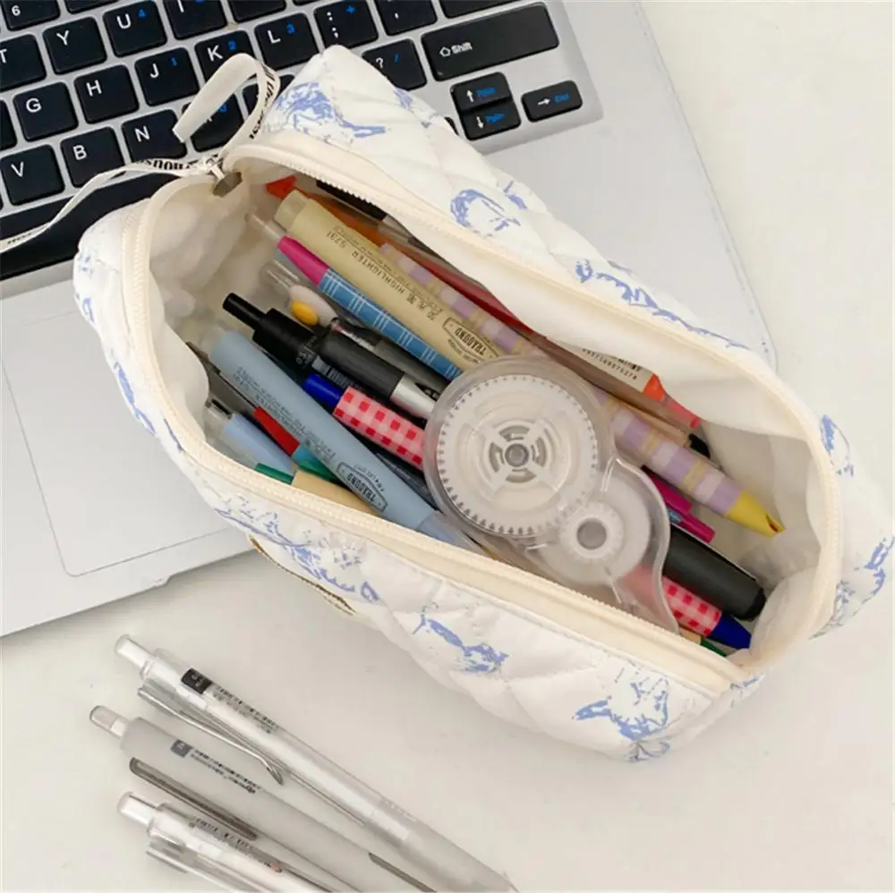 INS Fresh Floral Pencil Bags Korean Style Cute Student Pencil Cases Stationery Supplies Multi-Functional Handbag