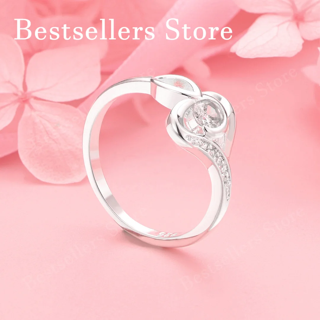 

1 шт., изысканное кольцо с цирконом в форме сердца из стерлингового серебра 925 пробы 7-10, женский подарок, свадебные аксессуары, украшения
