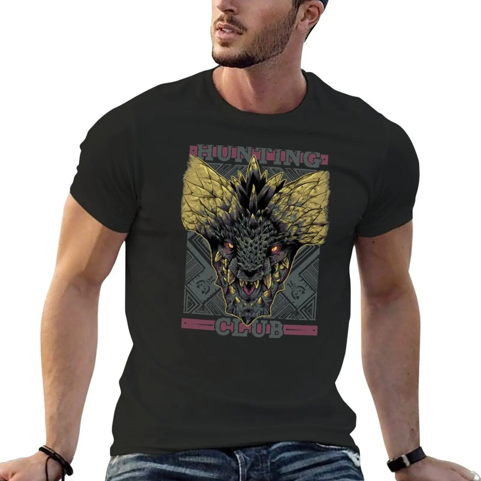 Hunting Club: Nergigante T-Shirt boys animal print vintage graphic tee mens t shirts