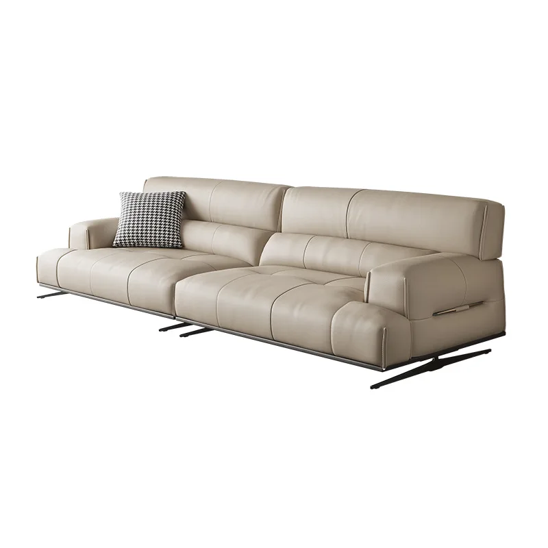 

first-layer cowhide sofa, living room size suspension, high-grade leather straight row, down sofa