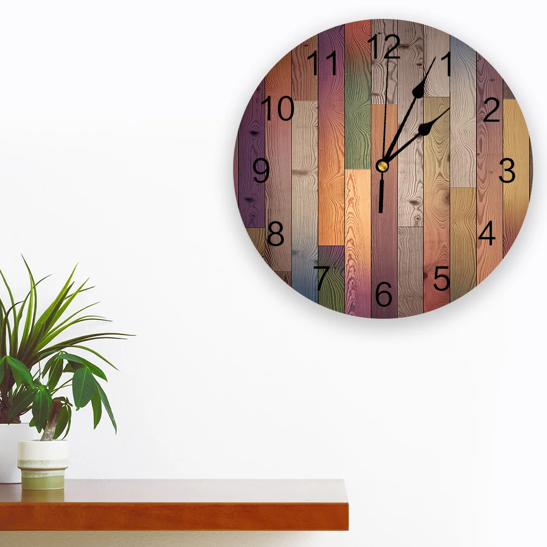 Vintage Wooden Board Round Wall Clock Modern Design Home Living Room Decoration Children's Room Kitchen Table Clock