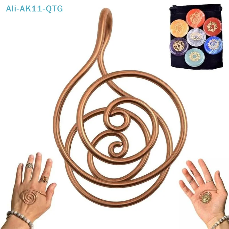 NUEVO Anillo de Cobre Ajustable para la Palma de la Mano, Anillo Espiral de Energía Reiki Hecho a Mano, Accesorios de Joyería, Brazalete de Cobre