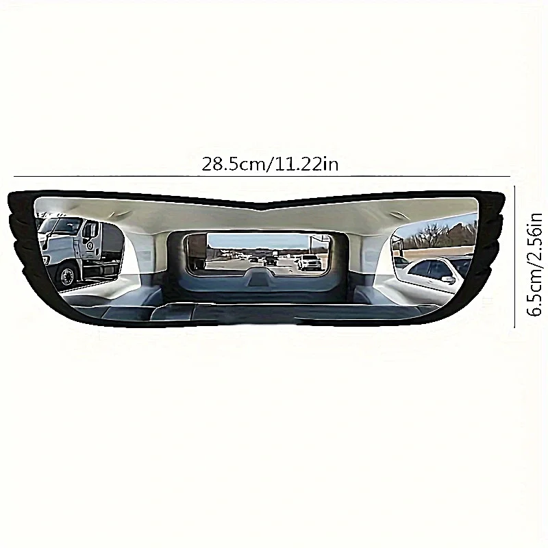 Universal Fit Curved Rearview Blind Spot Mirror, 160° Wide Angle, Enhanced Field of View, Front Position, Oval Shaped Interior