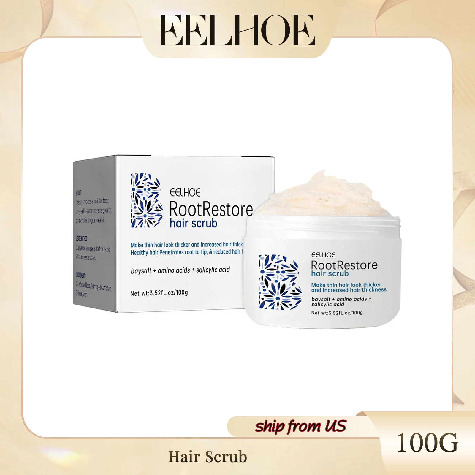 Eelhoe Hair Scrub, Promove o crescimento do cabelo, Limpa o couro cabeludo, Caspa Hidrata, Densa folículos capilares